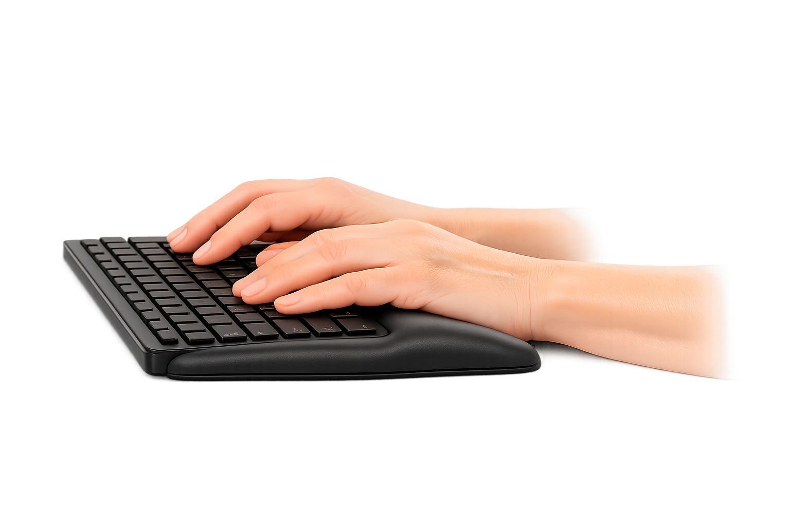 Keyboard Wrist Rest With Keyboard, side view